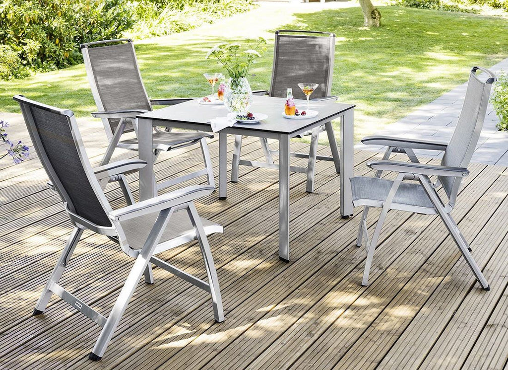 Hagemøbelsett Forma II 4 plasser aluminium bakside
