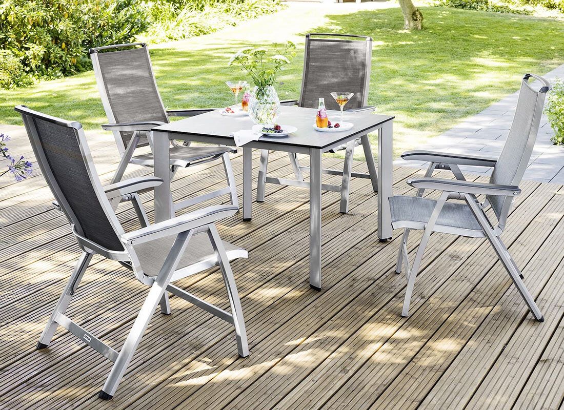 Hagemøbelsett Forma II 4 plasser aluminium bakside
