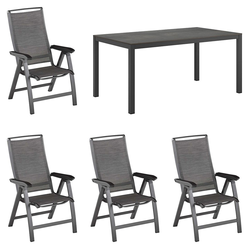Hagemøbelsett Forma II 4 plasser aluminium HPL 160x90 cm bakside