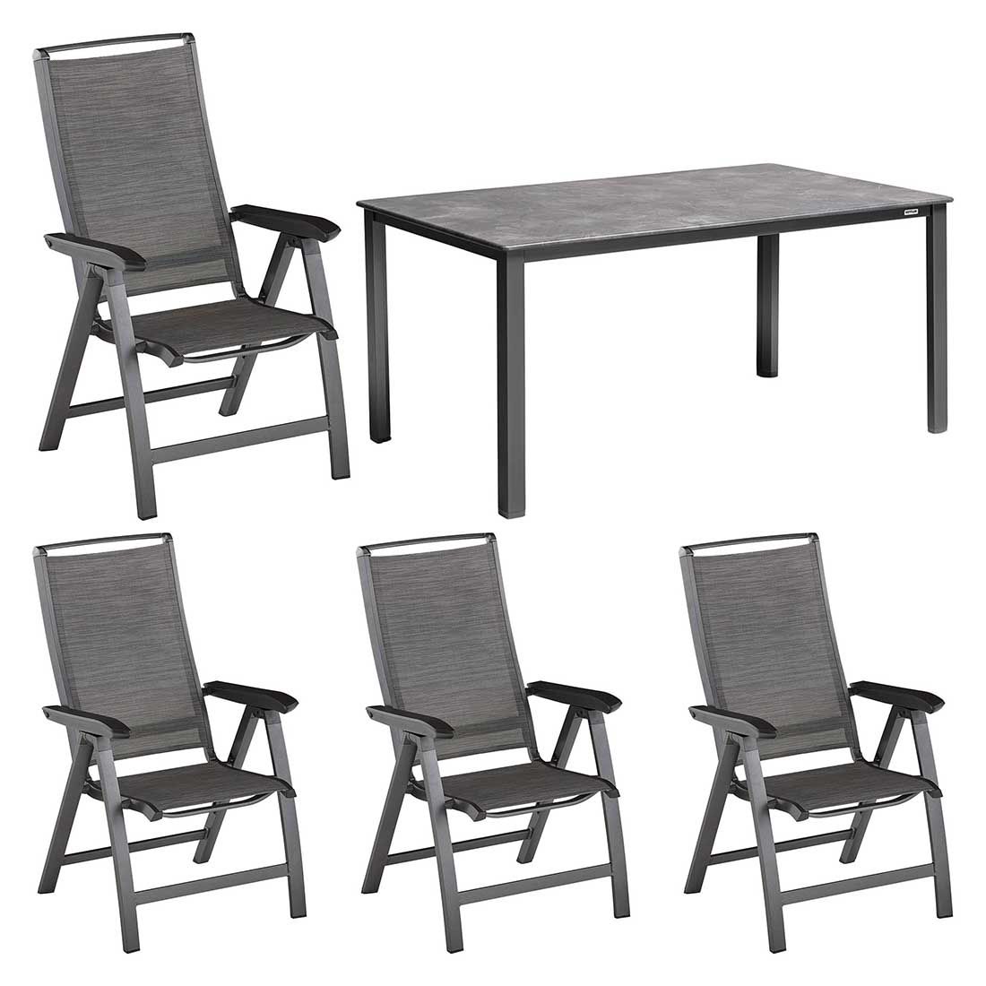 Hagemøbelsett Forma II 4 plasser, regulerbar foran