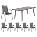 Hagemøbelsett Forma II 6 plasser aluminium 180x90 cm forfra