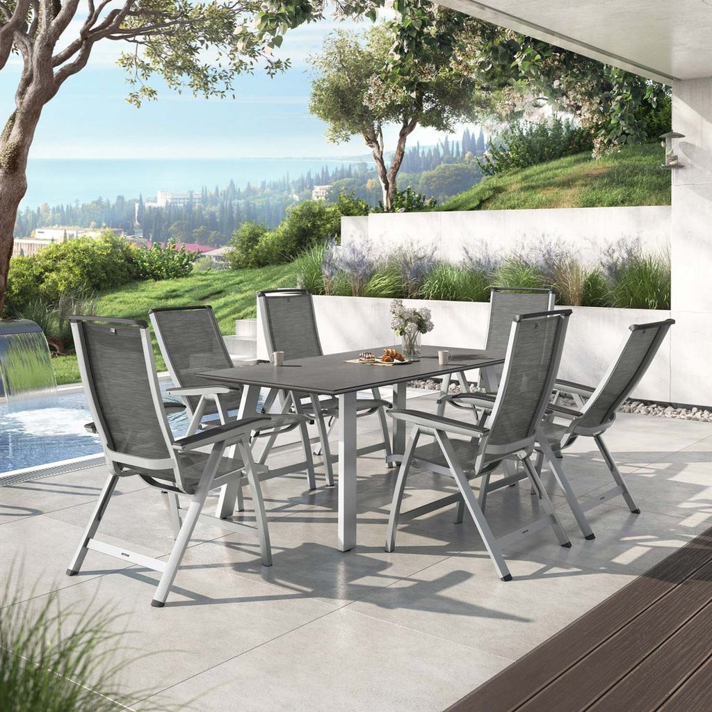 Hagemøbelsett Forma II 6 plasser aluminium 180x90 cm - Kettler/OUTLIV forfra
