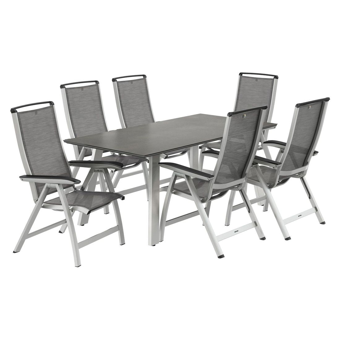 Hagemøbelsett Forma II 6 plasser aluminium 180x90 cm - Kettler/OUTLIV bakside