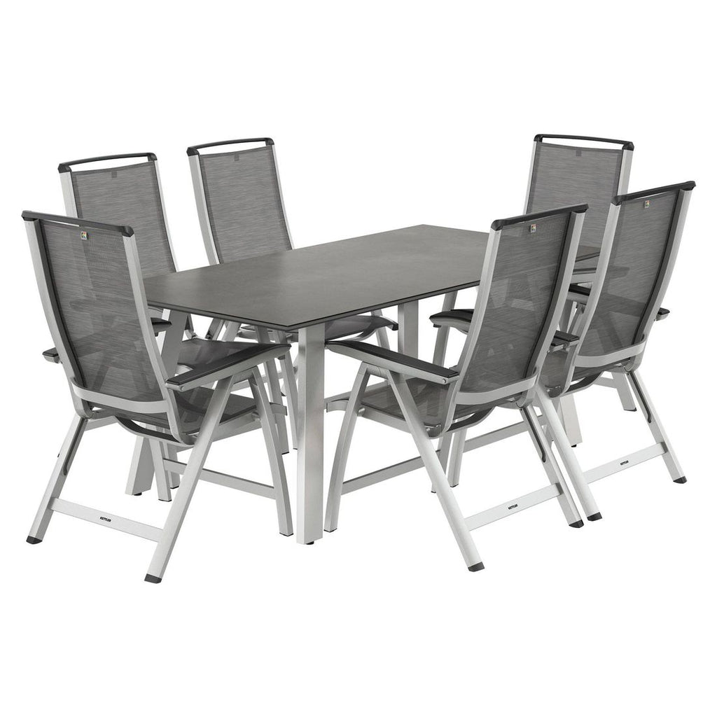 Montert Hagemøbelsett Forma II 6 plasser aluminium 180x90 cm - Kettler/OUTLIV i hage
