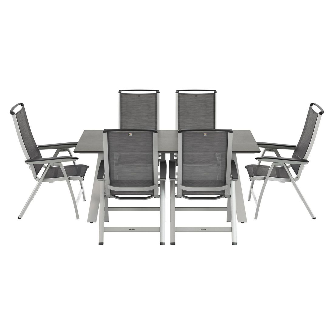 Nærbilde av glasskeramisk bordplate på Hagemøbelsett Forma II 6 plasser aluminium 180x90 cm - Kettler/OUTLIV