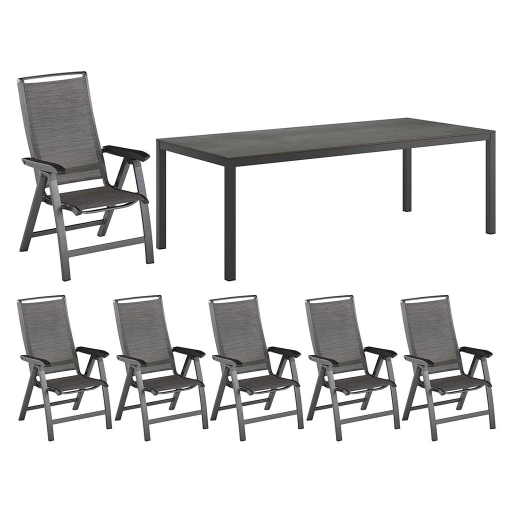 Hagemøbelsett Forma II 6 plasser aluminium bakside