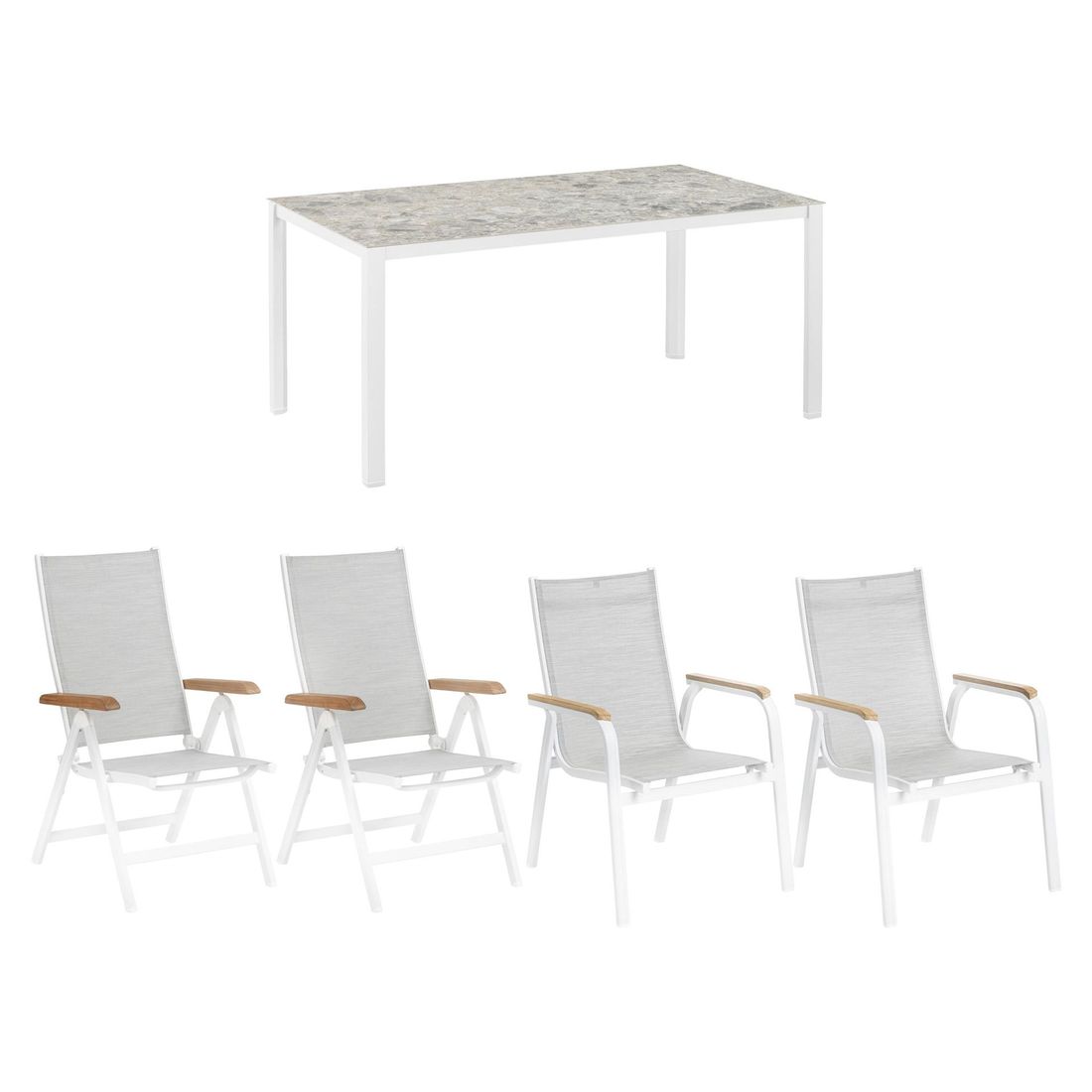 Hagemøbelsett Granada 4 plasser aluminium bakside
