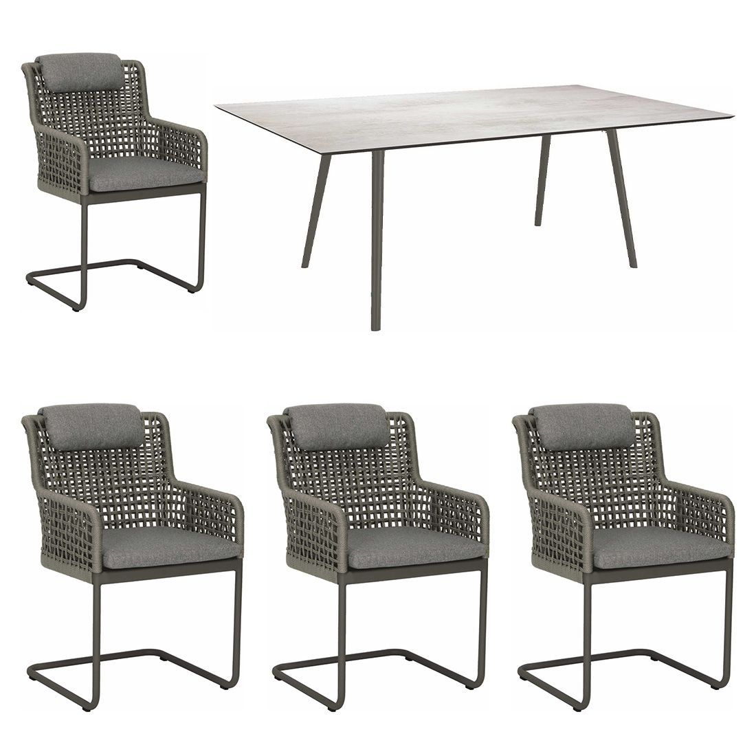 Hagemøbelsett Greta 4 plasser, utestoff 180x100 cm bakside