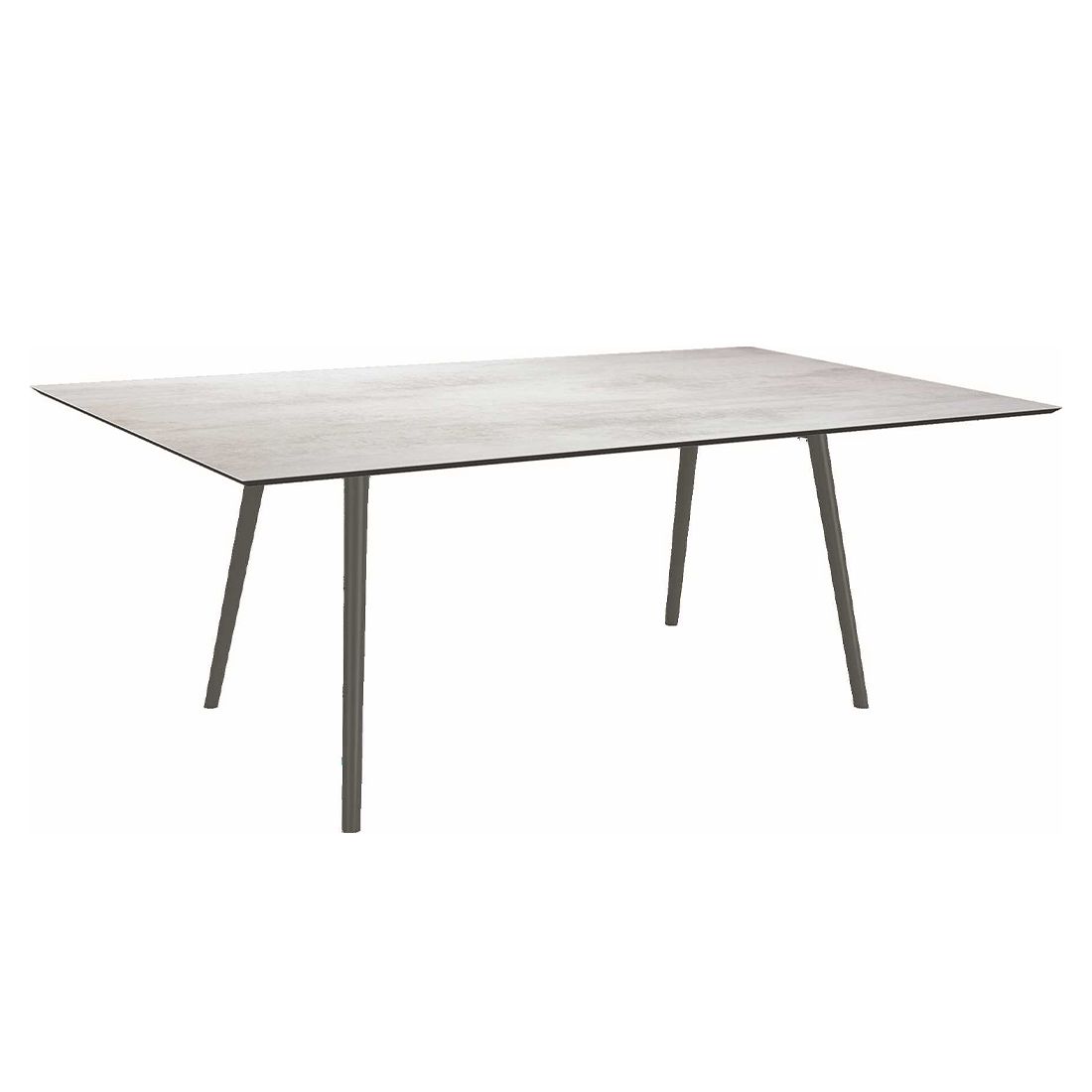 Montert Hagemøbelsett Greta 4 plasser, utestoff 180x100 cm på terrasse