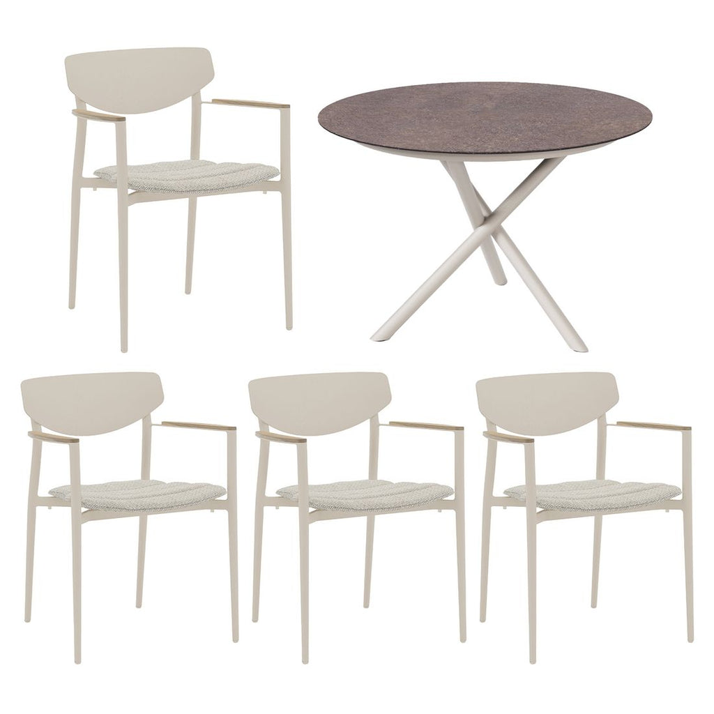 Hagemøbelsett Hornet 4 plasser aluminium HPL sett bakside