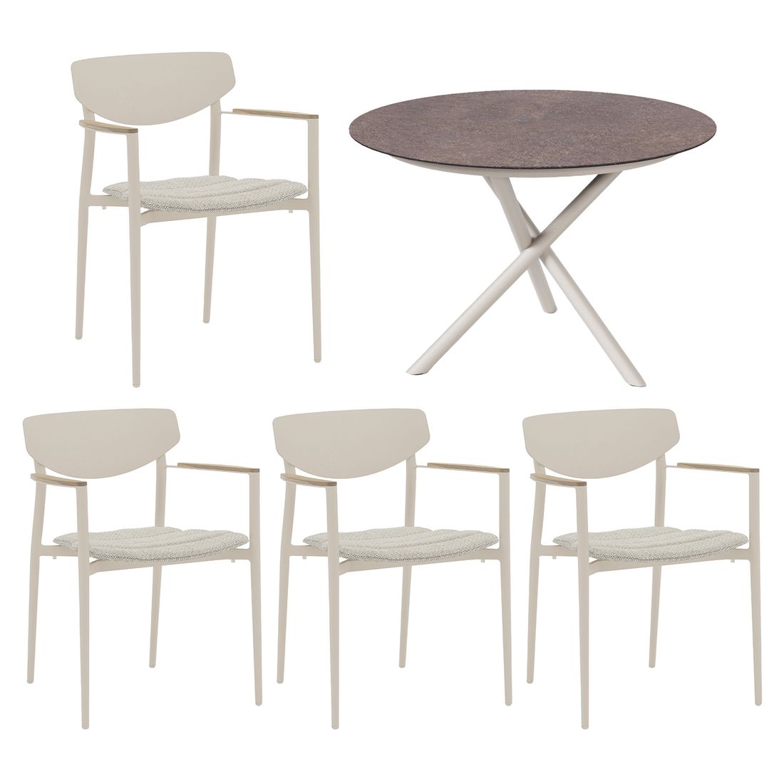 Hagemøbelsett Hornet 4 plasser aluminium HPL sett bakside