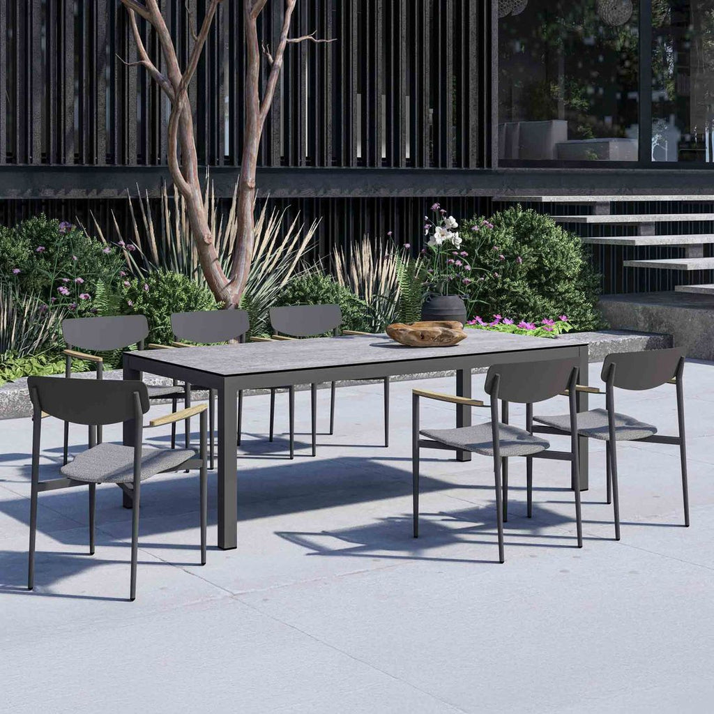 Hagemøbelsett Hornet 6 plasser i aluminium og HPL foran