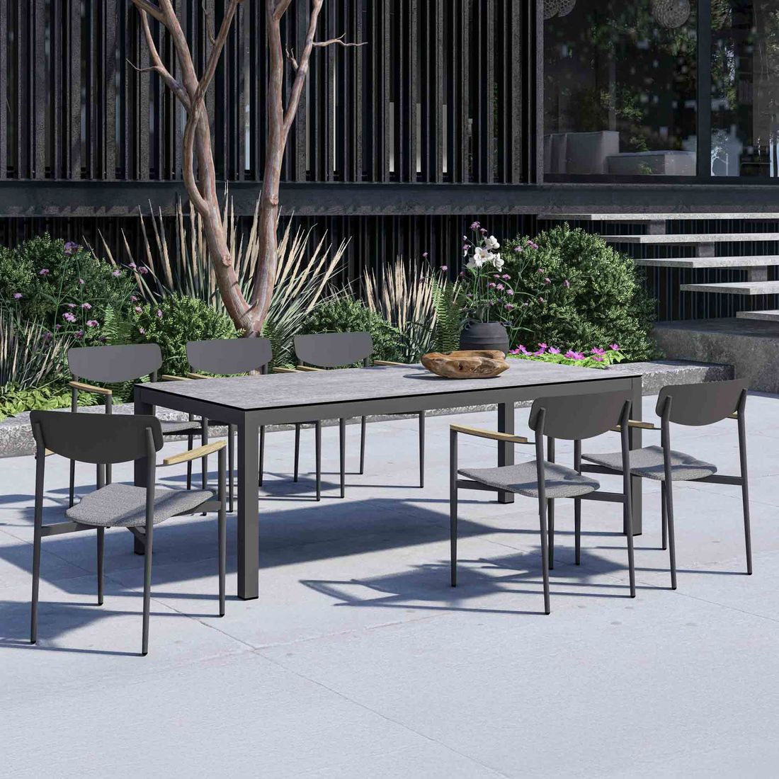 Hagemøbelsett Hornet 6 plasser i aluminium og HPL foran