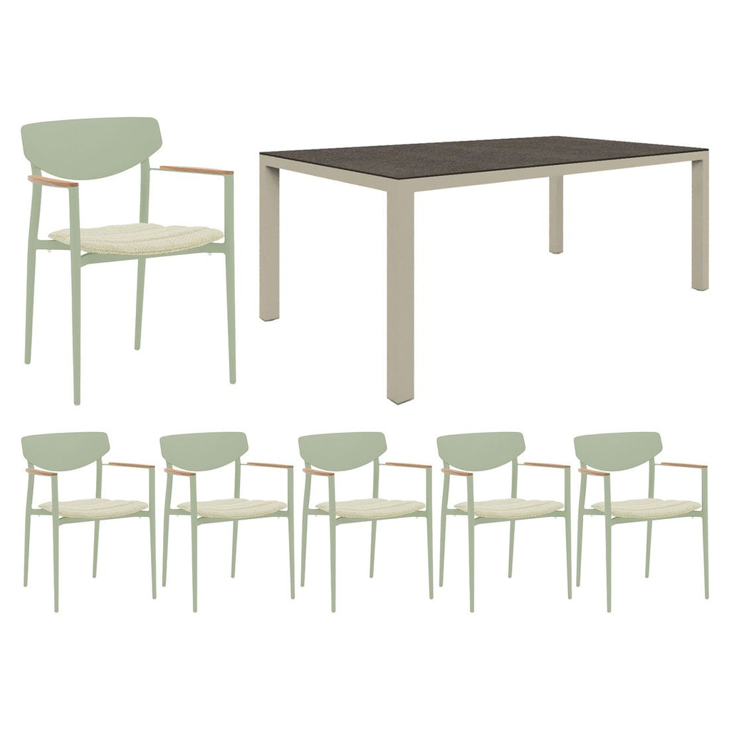 Hagemøbelsett Hornet 6 plasser aluminium HPL bakside