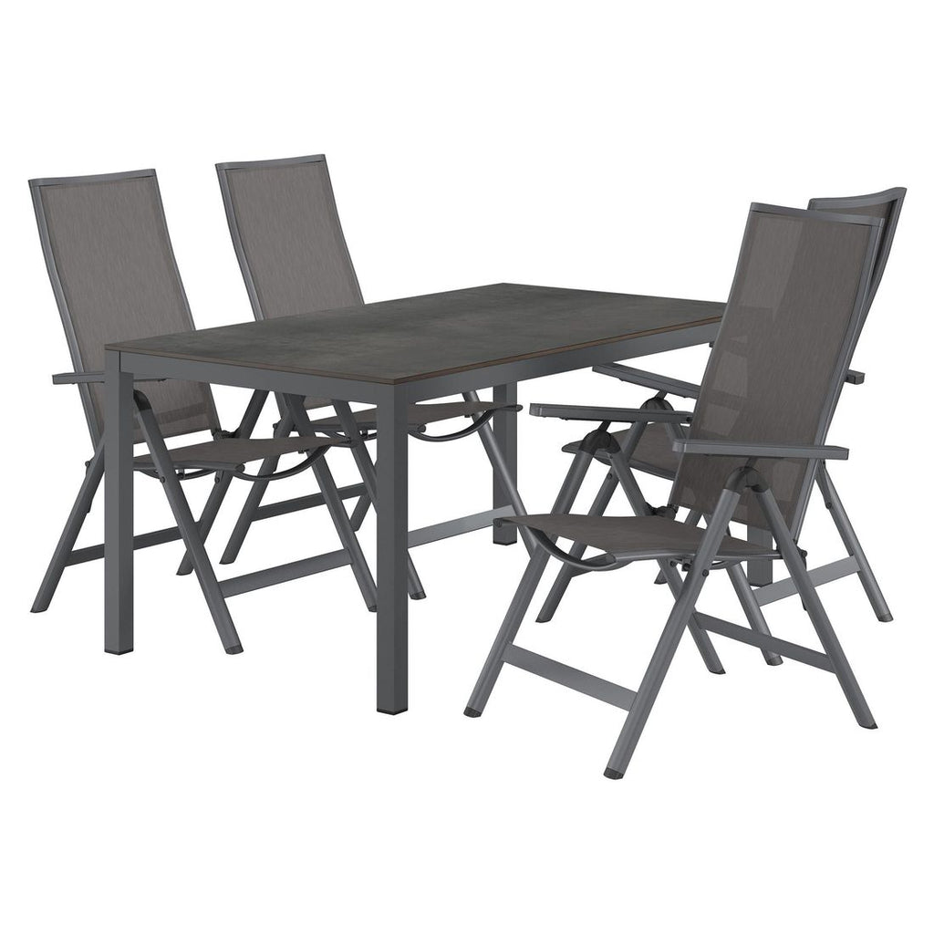 Hagemøbelsett Jacob 4 plasser aluminium HPL bakside
