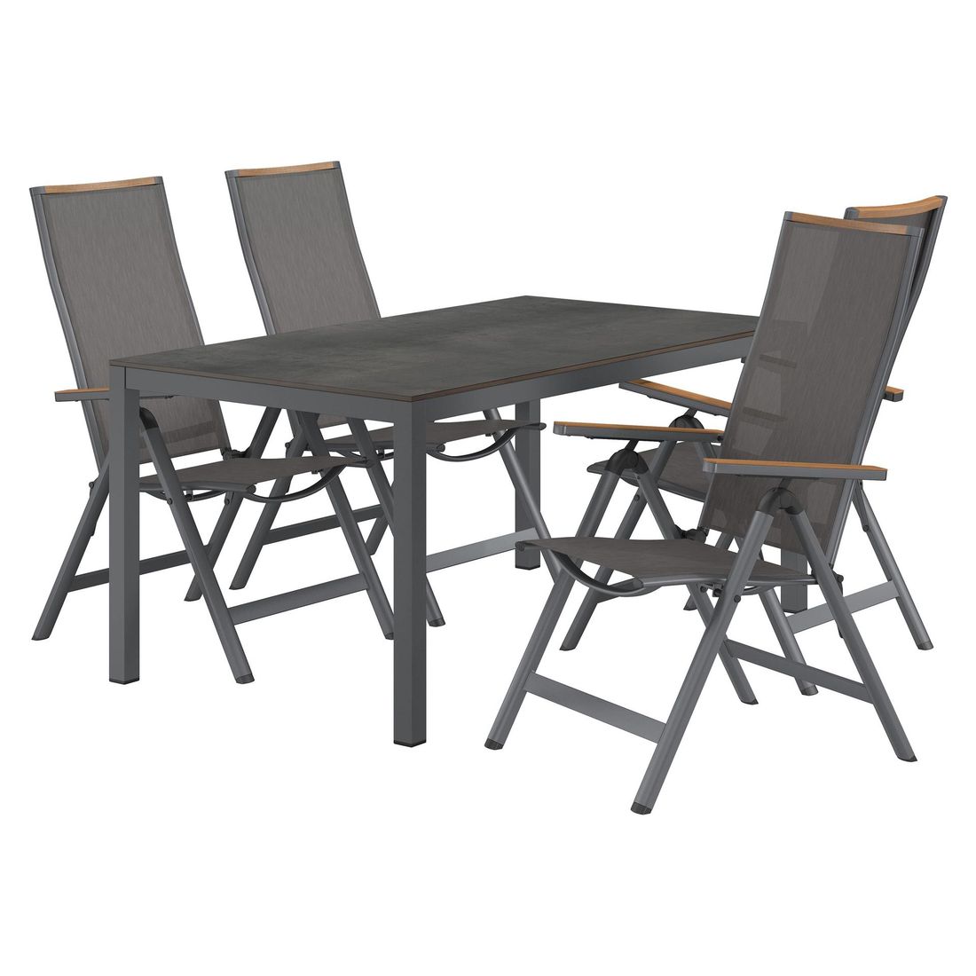 Hagemøbelsett Jacob 4 plasser aluminium HPL bakside
