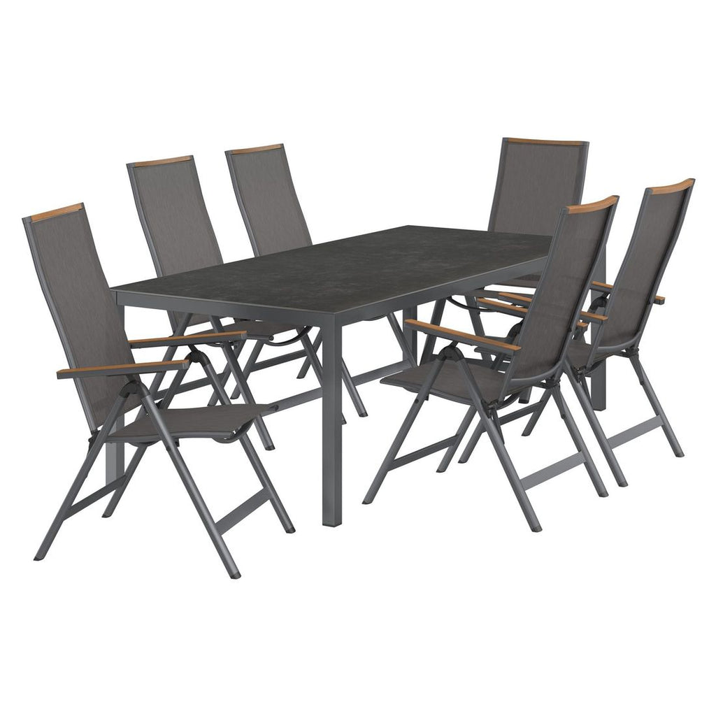 Hagemøbelsett Jacob 6 plasser aluminium/keramikk bakside