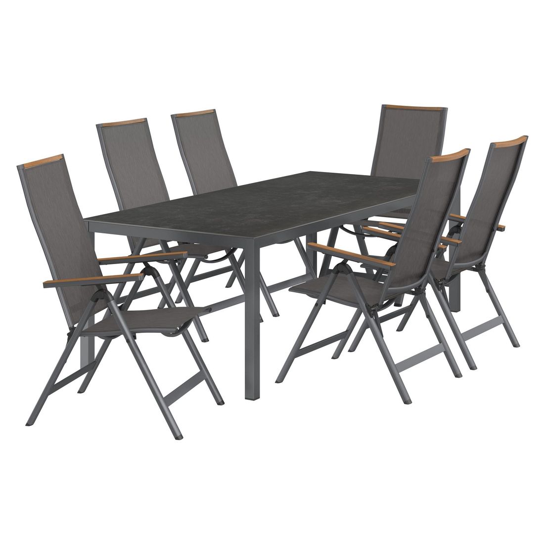 Hagemøbelsett Jacob 6 plasser aluminium/keramikk bakside