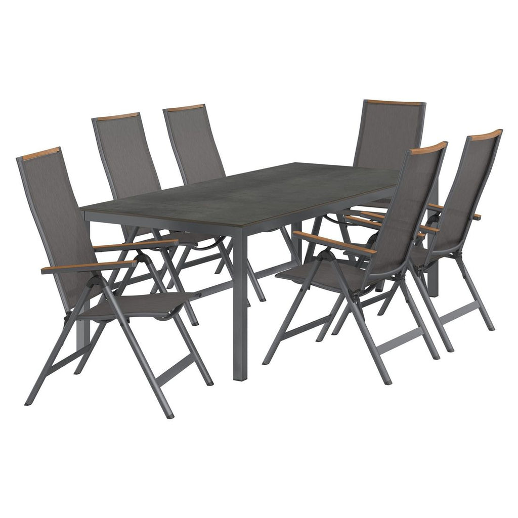 Hagemøbelsett Jacob 6 plasser aluminium HPL bakside