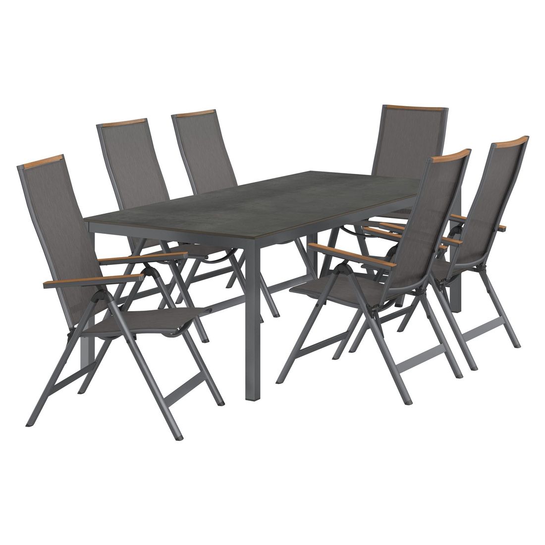 Hagemøbelsett Jacob 6 plasser aluminium HPL bakside