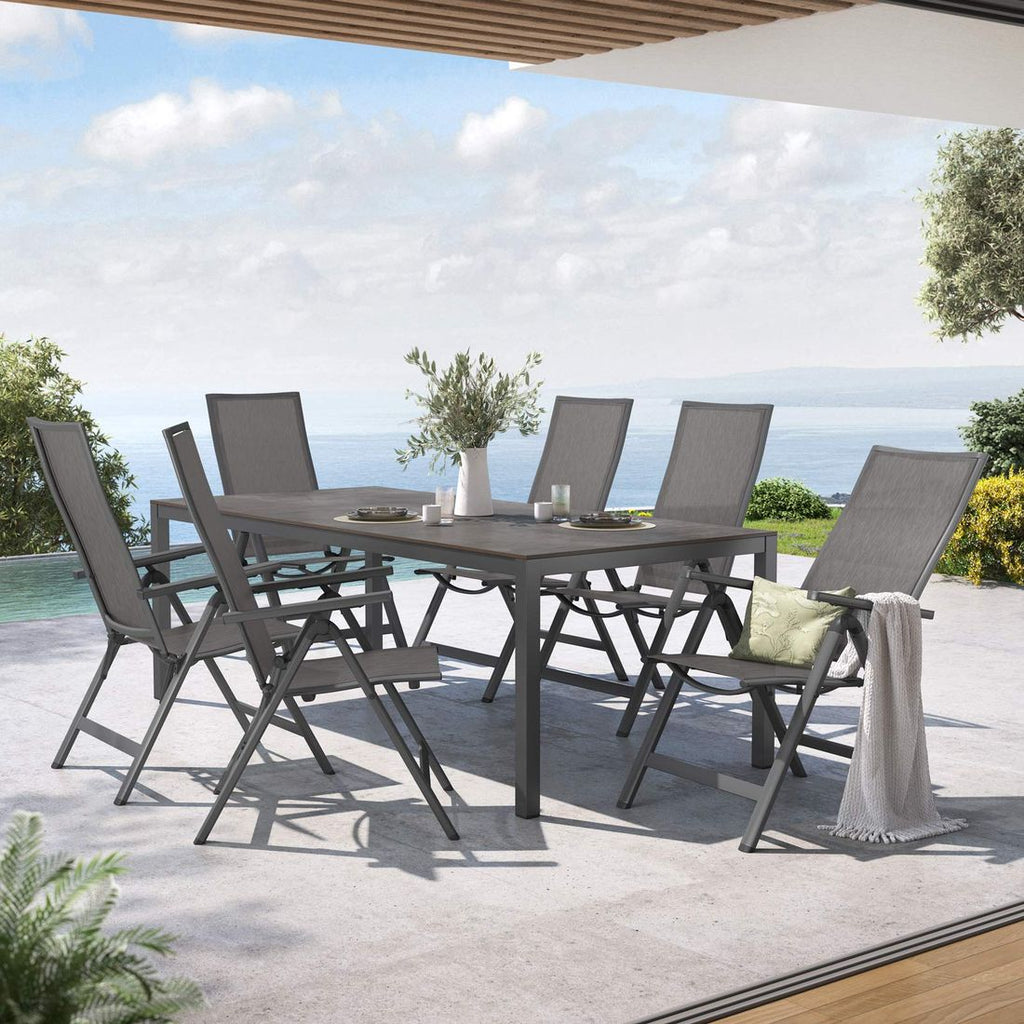 Hagemøbelsett Jacob 6 plasser aluminium HPL forfra