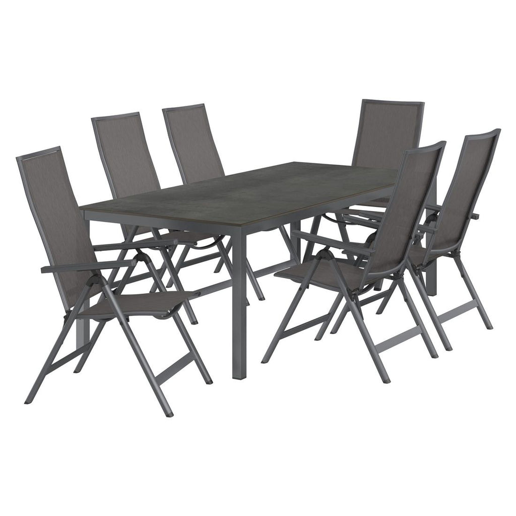 Hagemøbelsett Jacob 6 plasser aluminium HPL bakside