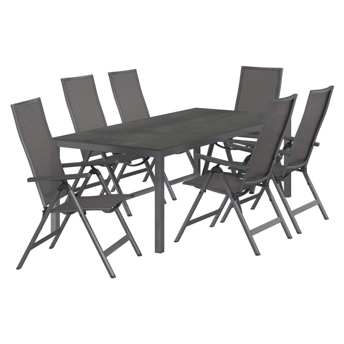 Hagemøbelsett Jacob 6 plasser aluminium HPL bakside