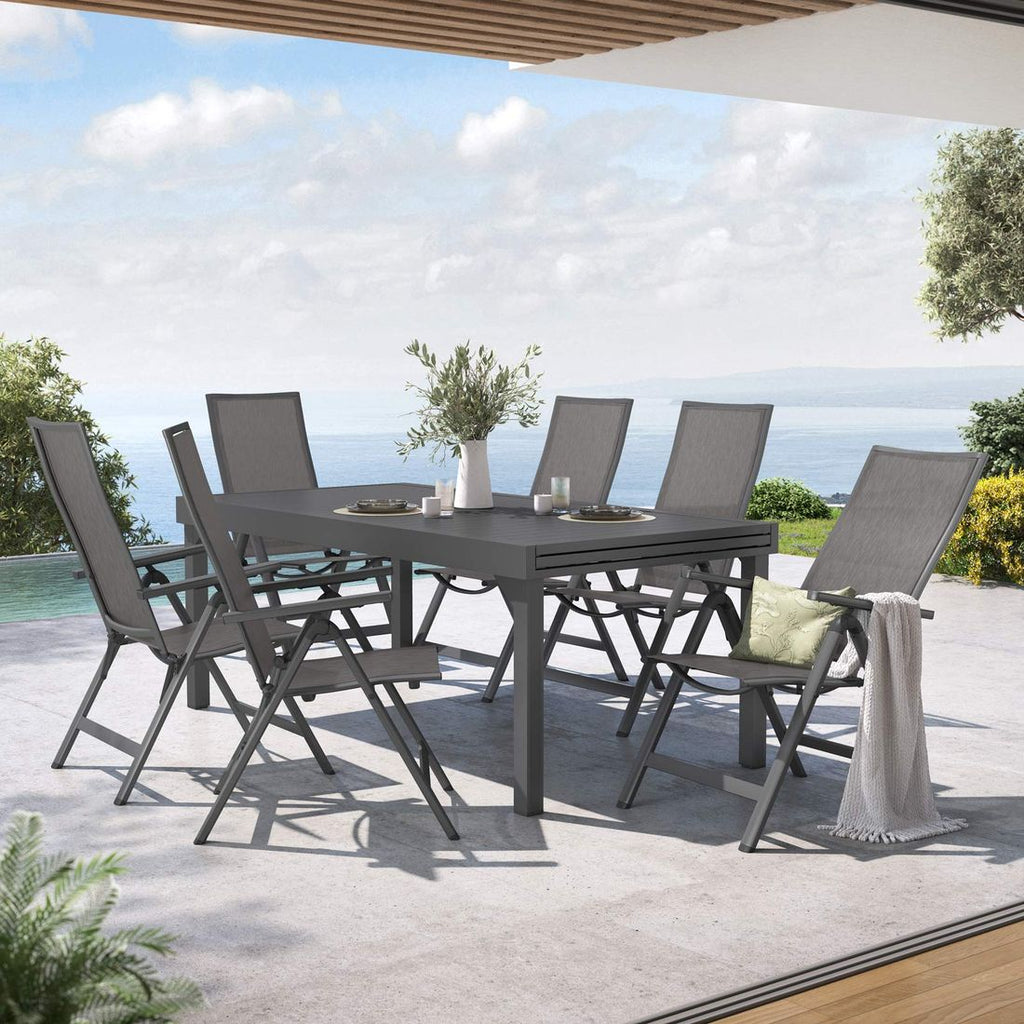Hagemøbelsett Jacob 6 plasser uttrekkbart aluminium 200/320 cm - OUTLIV forfra