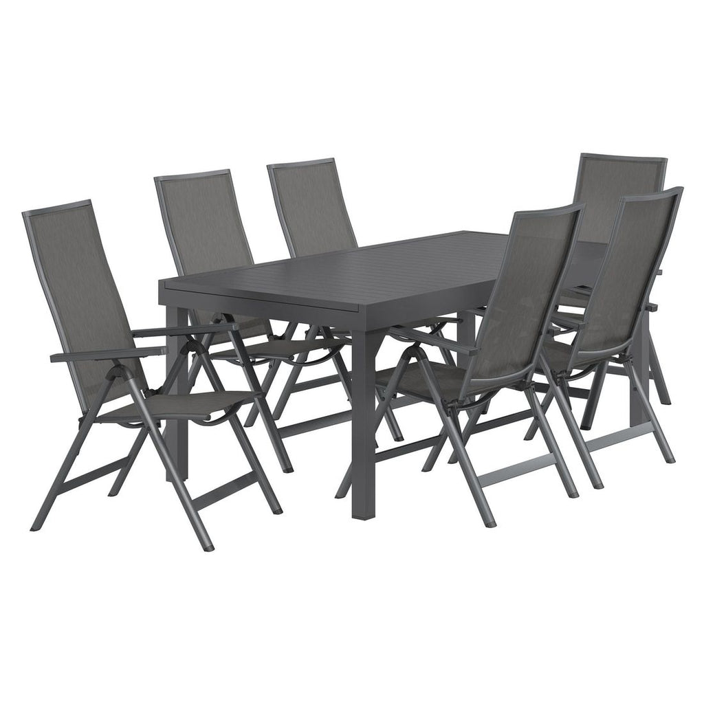 Hagemøbelsett Jacob 6 plasser uttrekkbart aluminium 200/320 cm - OUTLIV bakside