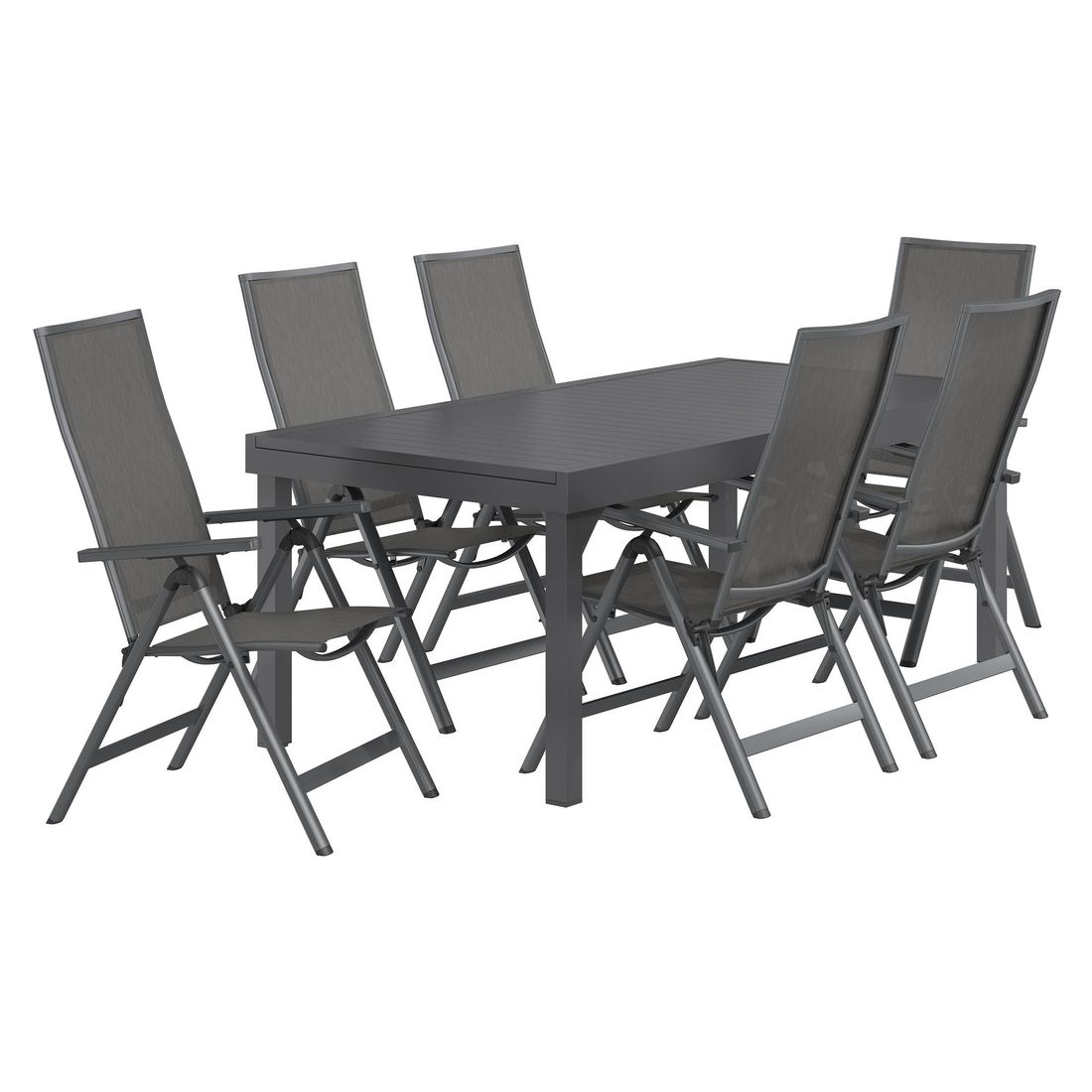 Hagemøbelsett Jacob 6 plasser uttrekkbart aluminium 200/320 cm - OUTLIV bakside