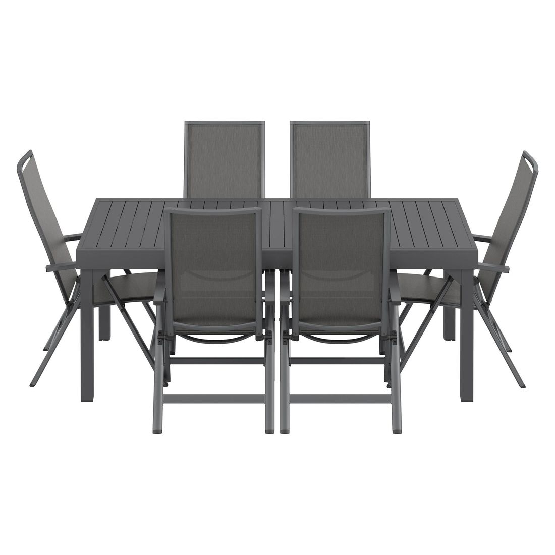 Nærbilde av tekstilene sitteflate på Hagemøbelsett Jacob 6 plasser uttrekkbart aluminium 200/320 cm - OUTLIV