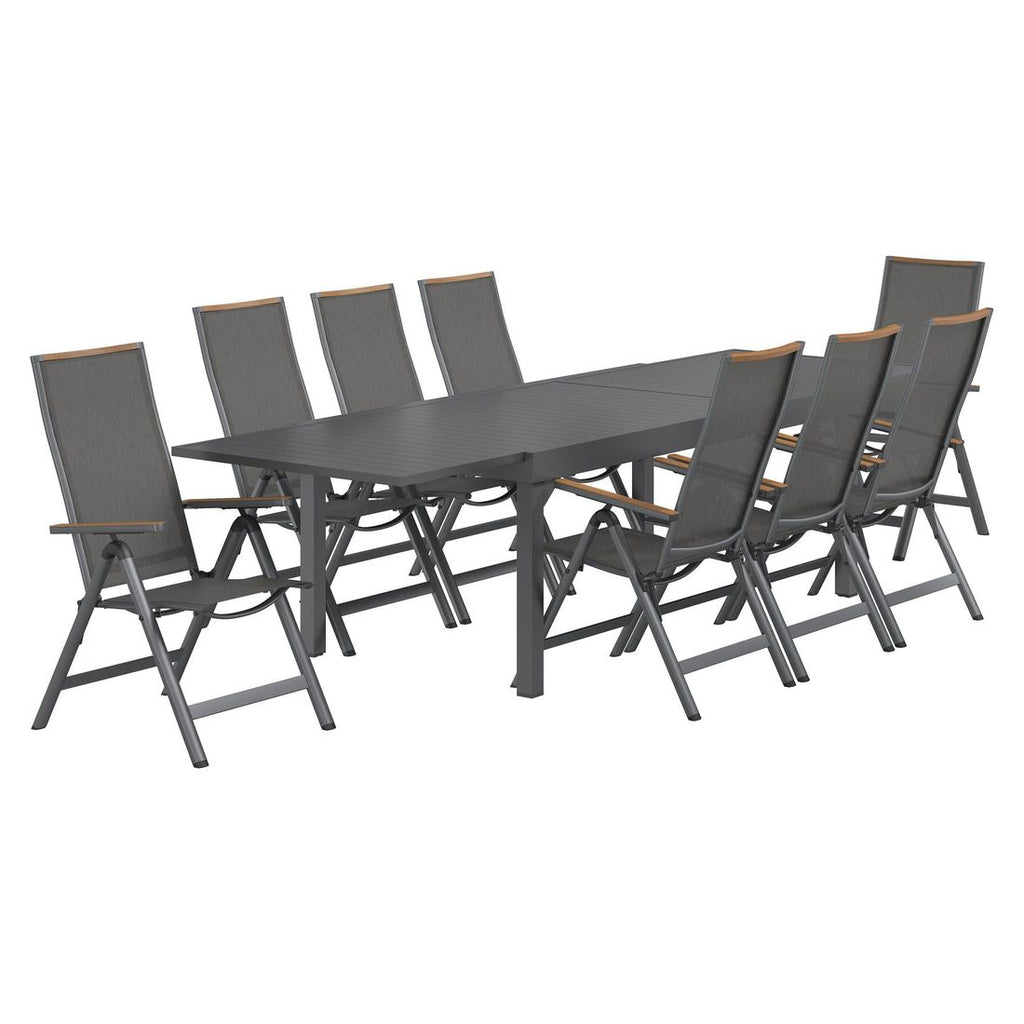 Hagemøbelsett Jacob uttrekkbart 200/320x100,5 cm aluminium bakside