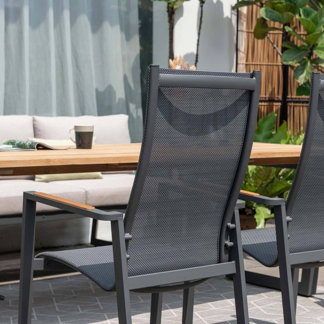 Hagemøbelsett Jimmy 6 plasser aluminium og teak kombinasjon