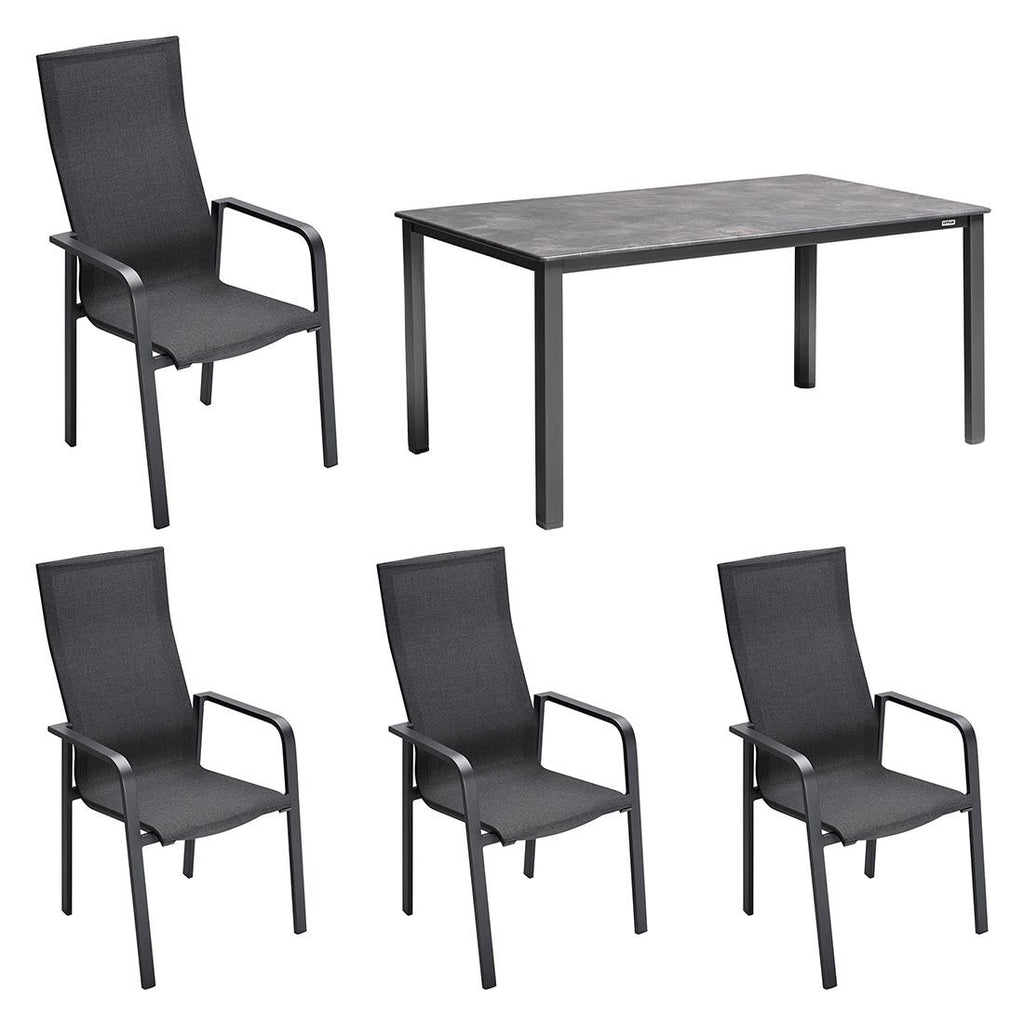 Hagemøbelsett Julia/Cubic 4 plasser aluminium sett forfra