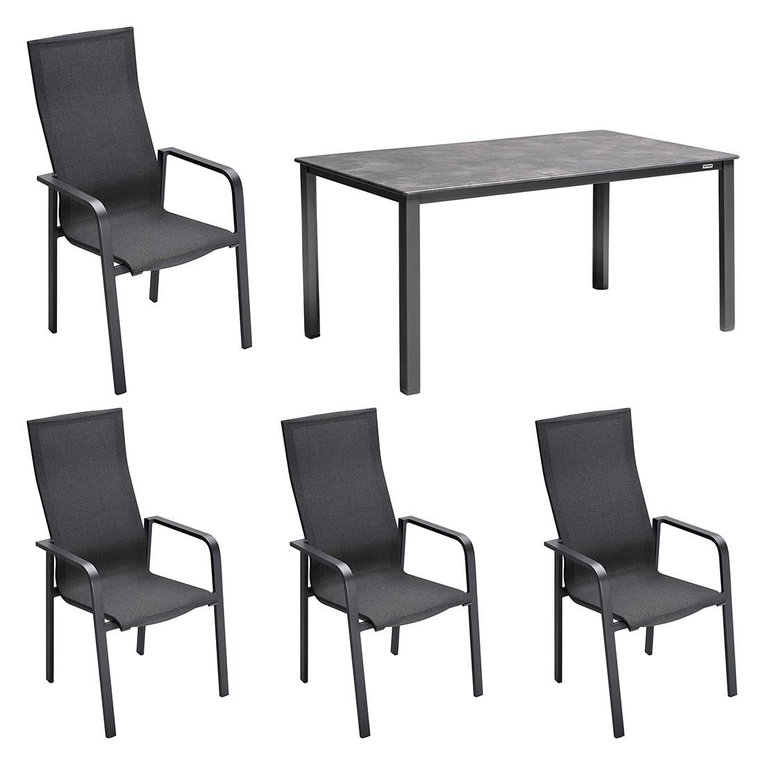 Hagemøbelsett Julia/Cubic 4 plasser aluminium sett forfra
