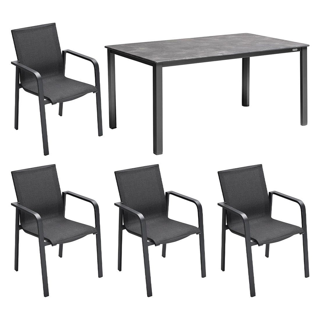 Hagemøbelsett Julia/Cubic 4 plasser aluminium forfra