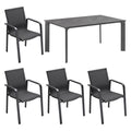 Hagemøbelsett Julia/Cubic 4 plasser, aluminium HPL 160x95 cm forfra
