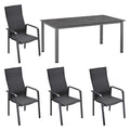 Hagemøbelsett Julia Cubic 4 plasser aluminium HPL 160x95 cm forfra