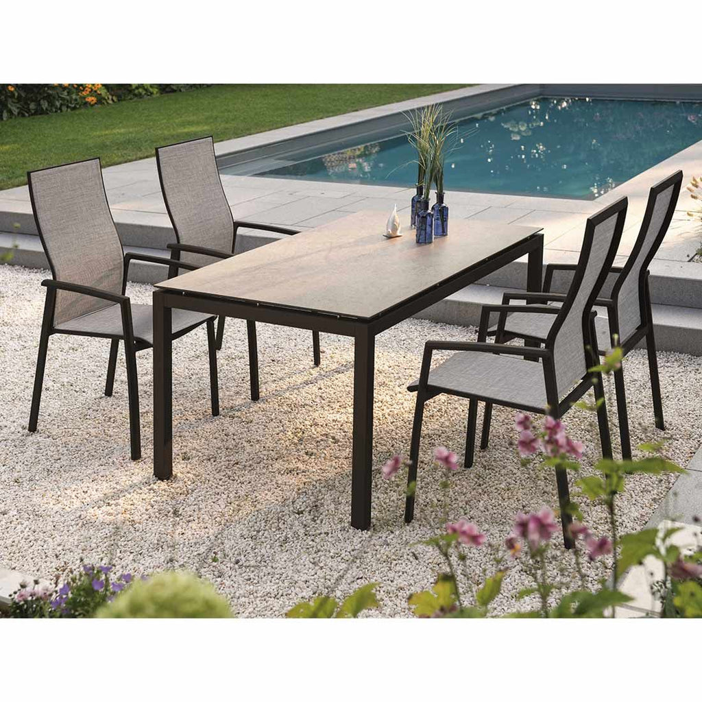 Hagemøbelsett Kari 4 plasser aluminium Silverstar 160x90 cm forfra