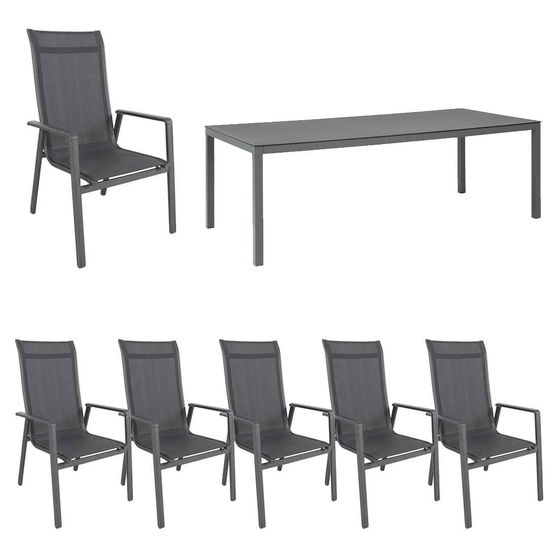 Hagemøbelsett Kedline 6 plasser aluminium forfra
