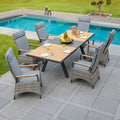 Hagemøbelsett Keramo 6 plasser aluminium/teak forfra