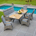 Hagemøbelsett Keramo 7 plasser aluminium-teak forfra