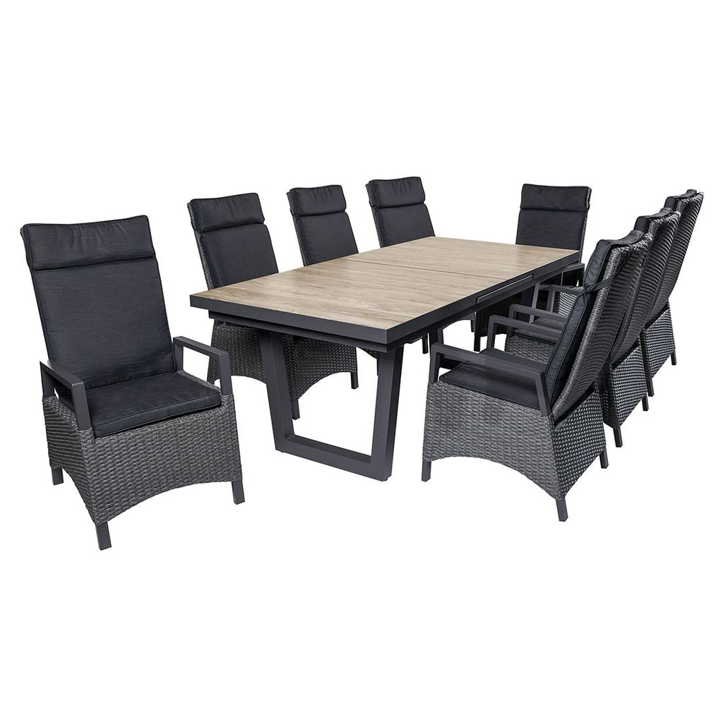 Hagemøbelsett Keramo XL 8 plasser polyrotting bakside