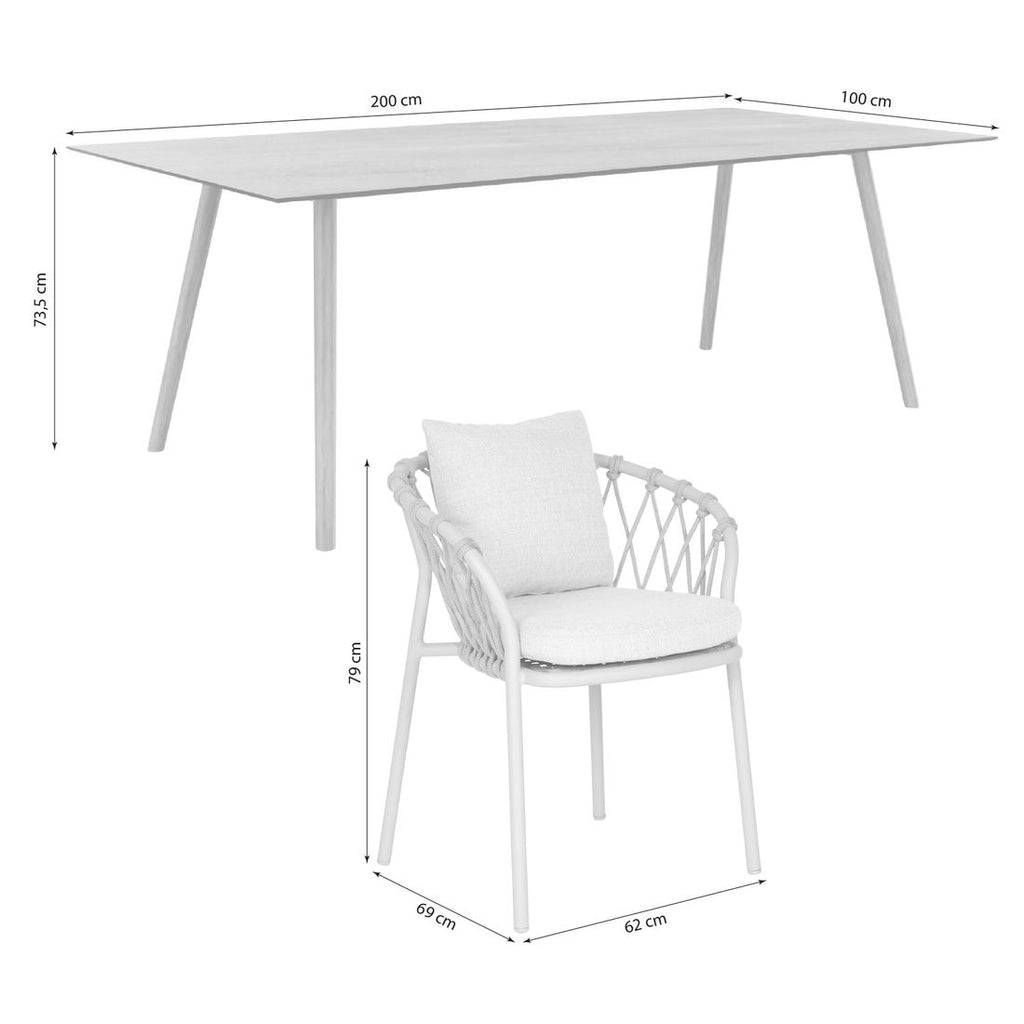 Hagemøbelsett Klea 6 plasser detaljbilde tau