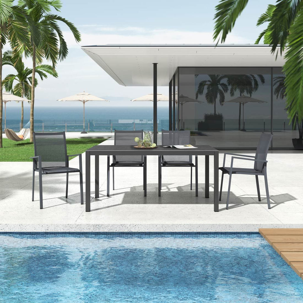 Hagemøbelsett Kobe 4 plasser aluminium/keramikk 160x90 cm forfra