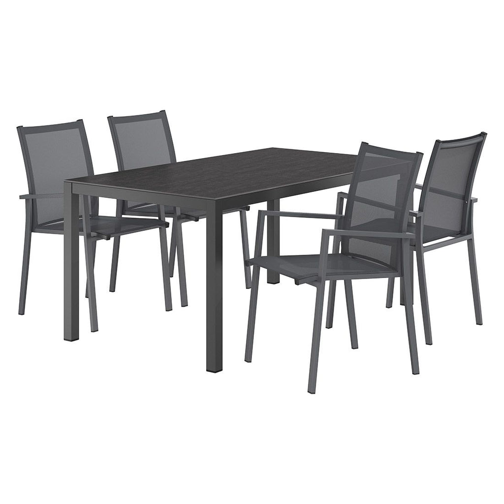 Hagemøbelsett Kobe 4 plasser aluminium/keramikk 160x90 cm bakside