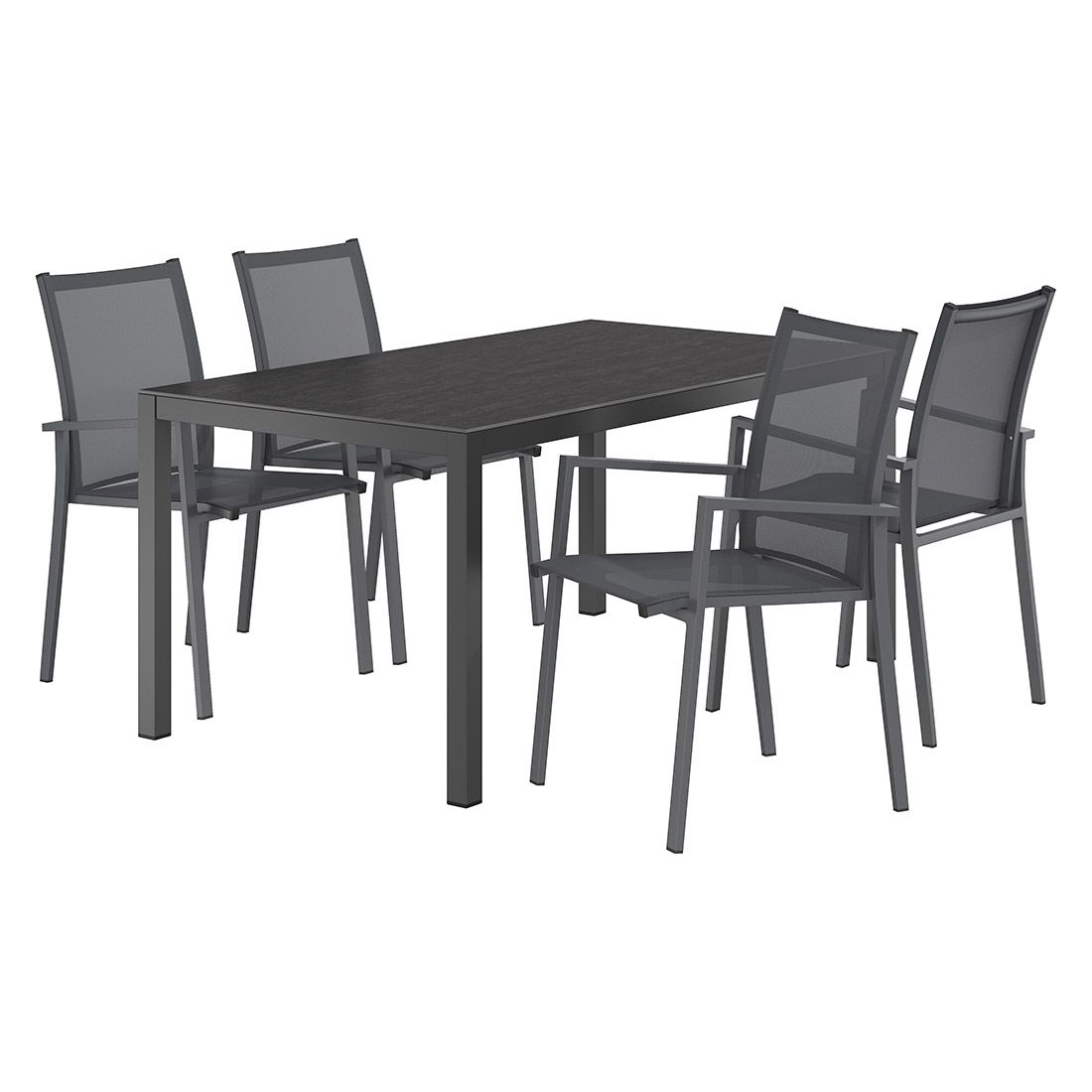 Hagemøbelsett Kobe 4 plasser aluminium/keramikk 160x90 cm bakside