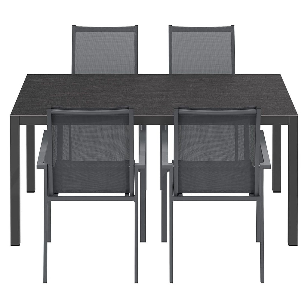 Hagemøbelsett Kobe 4 plasser aluminium/keramikk 160x90 cm detalj av bordplate
