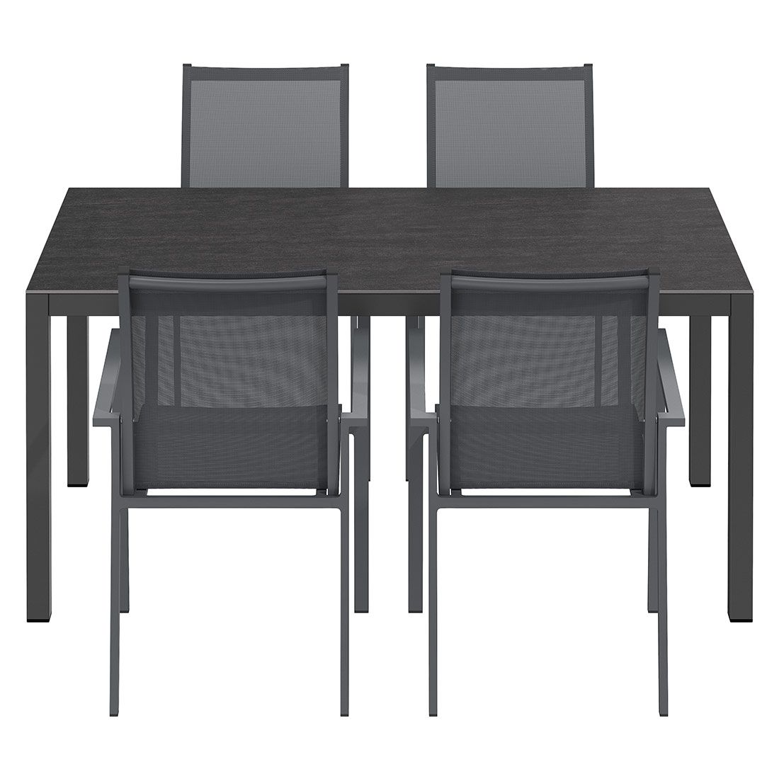 Hagemøbelsett Kobe 4 plasser aluminium/keramikk 160x90 cm detalj av bordplate