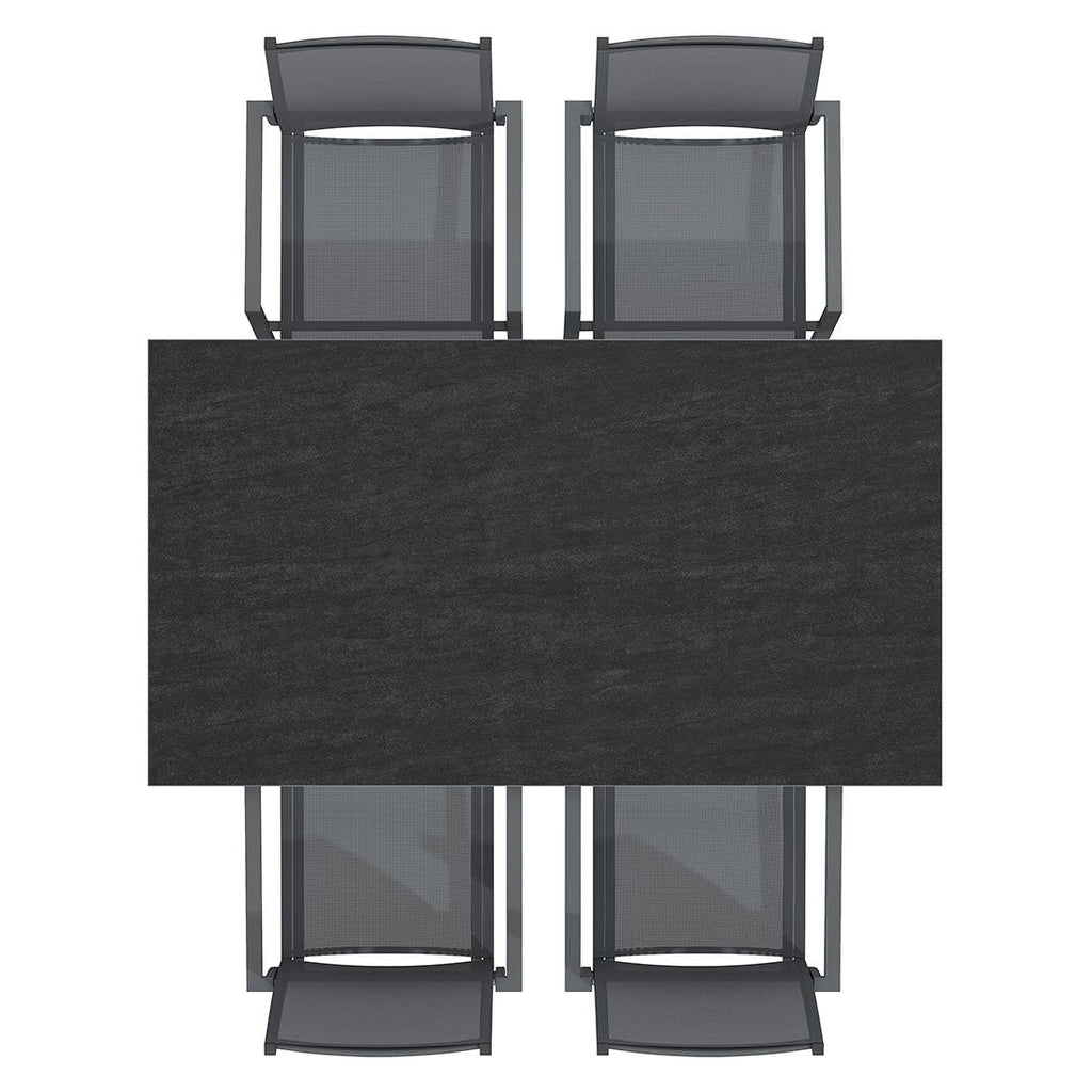 Hagemøbelsett Kobe 4 plasser aluminium/keramikk 160x90 cm montert på terrasse
